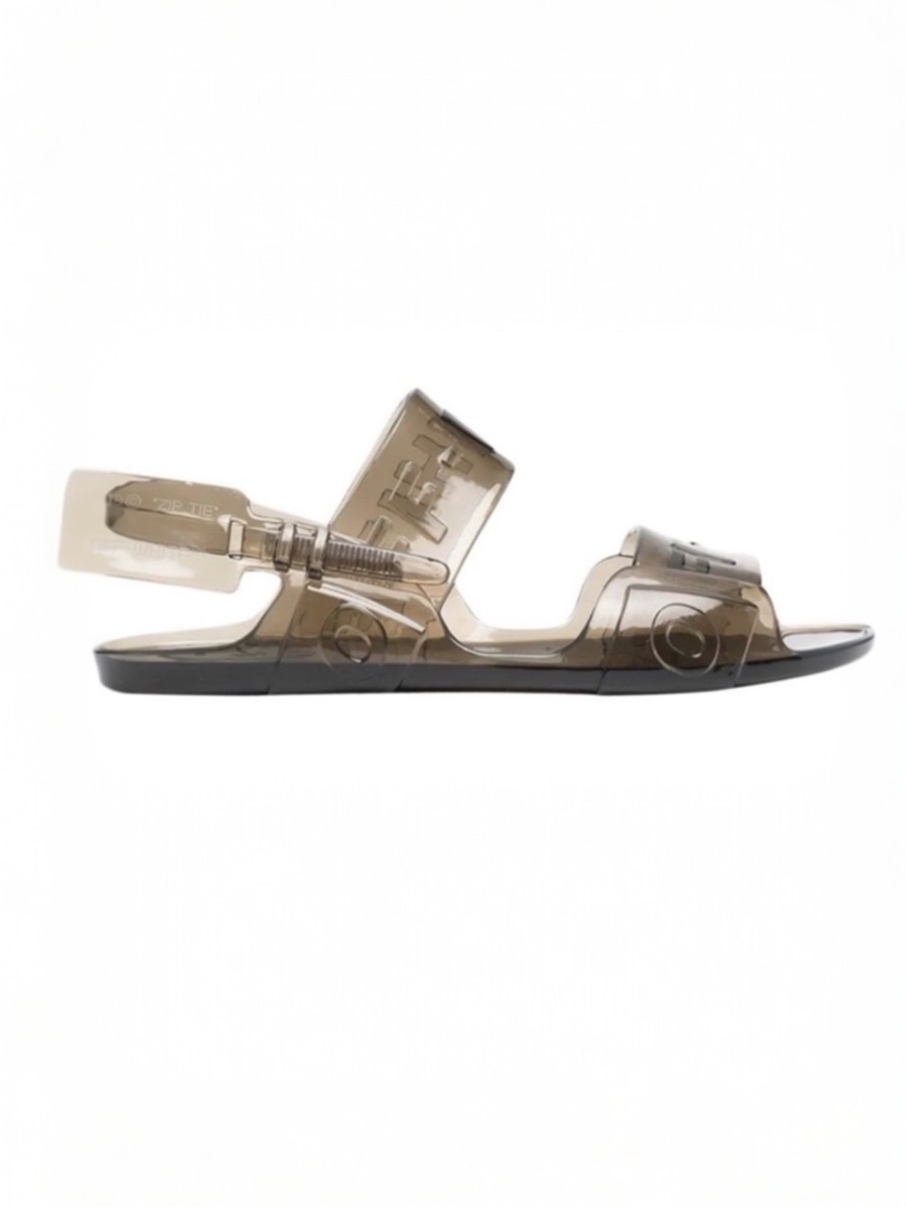 OFF-WHITE x Melissa Jelly Sandals Women Smoke Black Logo Buckle Slingback